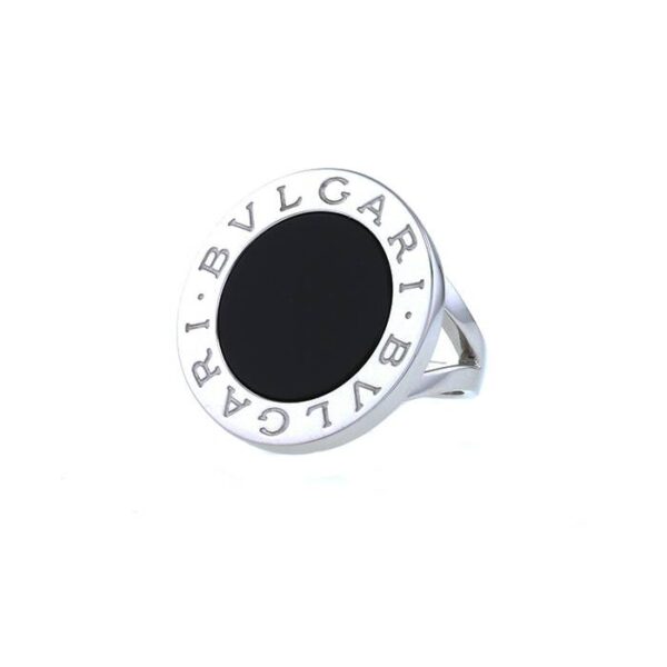 Anello Bulgari-Bulgari oro bianco e onice nero