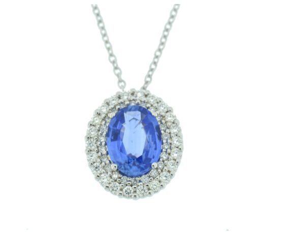 Collana zaffiro ovale e brillanti - immagine 2
