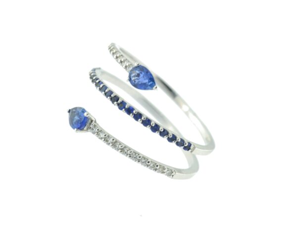 Anello contrariè zaffiri e diamanti - immagine 2