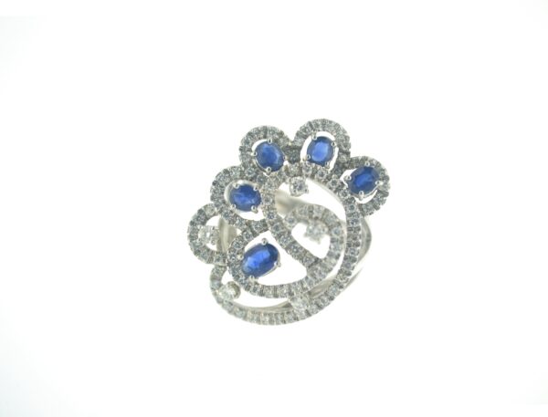 Anello astrale zaffiri e diamanti