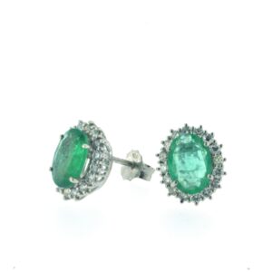 Orecchini fiore smeraldi e diamanti