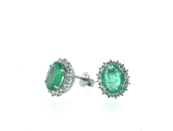 Orecchini fiore smeraldi e diamanti