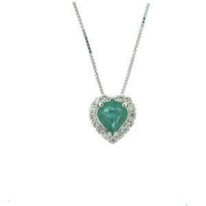Collana a cuore smeraldo e diamanti