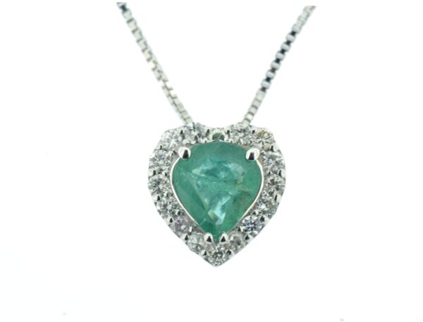 Collana a cuore smeraldo e diamanti - immagine 2