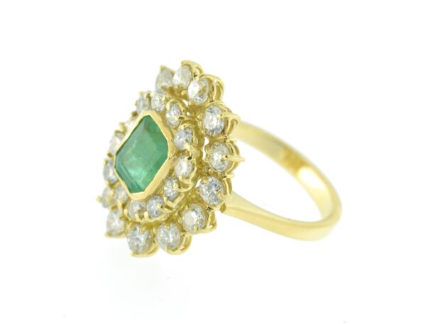 Anello fiore oro giallo smeraldo e diamanti - immagine 2