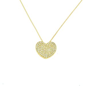 Collana cuore grande pavè diamanti