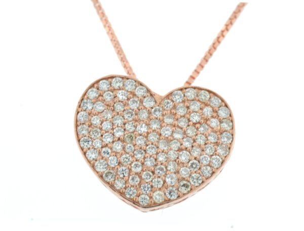 Collana cuore grande pavè di diamanti - immagine 2