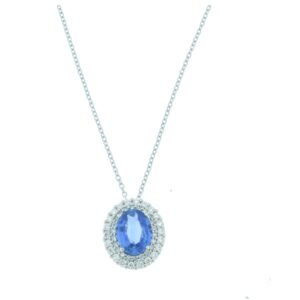 Collana zaffiro ovale e brillanti