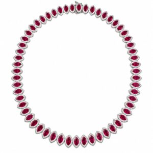 Collier rubini navette e diamanti