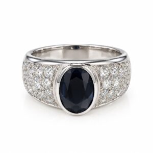 Anello fascia con zaffiro 1,80ct e diamanti