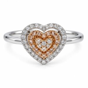 Anello  a cuore oro bianco e rosa