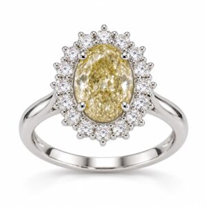 Anello a fiore con diamante fancy yellow 2,52 ct